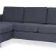Pan set 1 3D sofa med chaiselong - bl polyester stof og brstet aluminium