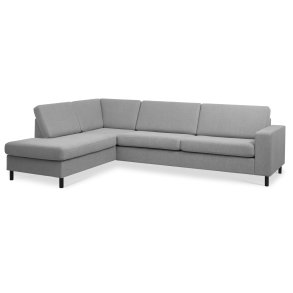 Pan set 2 OE left sofa med chaiselong - gr polyester stof og sort tr