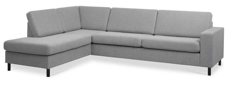 Pan set 2 OE left sofa med chaiselong - gr polyester stof og sort tr