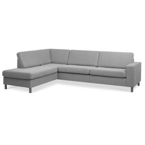 Pan set 2 OE left sofa med chaiselong - gr polyester stof og brstet aluminium