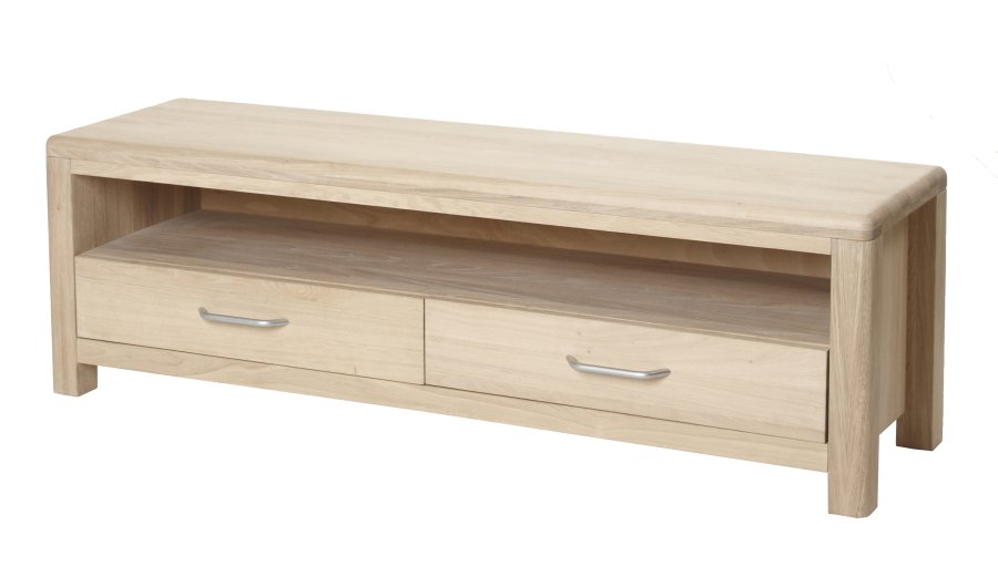 Lina TV-bord - massiv egetr, m. 2 skuffer