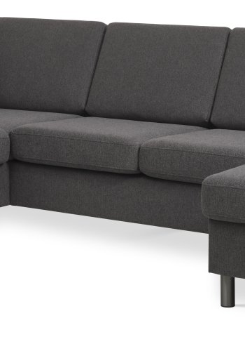 Pan set 4 U OE left sofa med chaiselong - antracitgr polyester stof og brstet aluminium