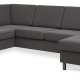 Pan set 4 U OE left sofa med chaiselong - antracitgr polyester stof og brstet aluminium