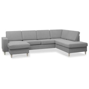 Pan set 5 U OE right sofa med chaiselong - gr polyester stof og natur tr
