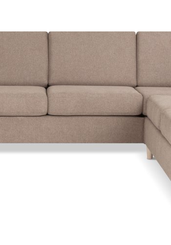 Pan set 6 U 2C3D sofa med chaiselong - antelope beige polyester stof og natur tr