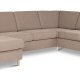 Pan set 6 U 2C3D sofa med chaiselong - antelope beige polyester stof og natur tr