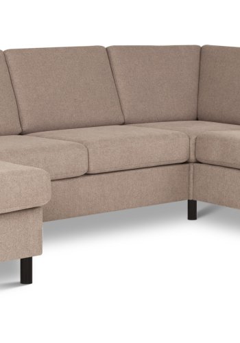 Pan set 6 U 2C3D sofa med chaiselong - antelope beige polyester stof og sort tr
