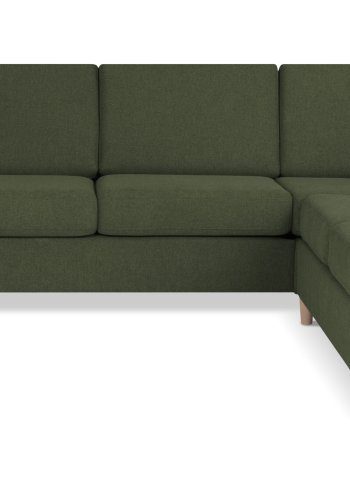 Pan set 6 U 2C3D sofa med chaiselong - vinter mosgrn polyester stof og natur tr