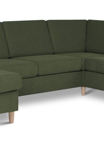 Pan set 6 U 2C3D sofa med chaiselong - vinter mosgrn polyester stof og natur tr