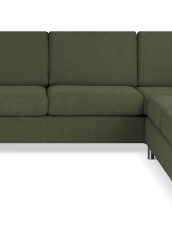 Pan set 6 U 2C3D sofa med chaiselong - vinter mosgrn polyester stof og brstet aluminium