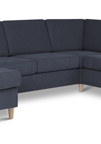 Pan set 6 U 2C3D sofa med chaiselong - bl polyester stof og natur tr