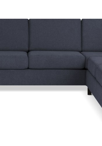 Pan set 6 U 2C3D sofa med chaiselong - bl polyester stof og sort tr