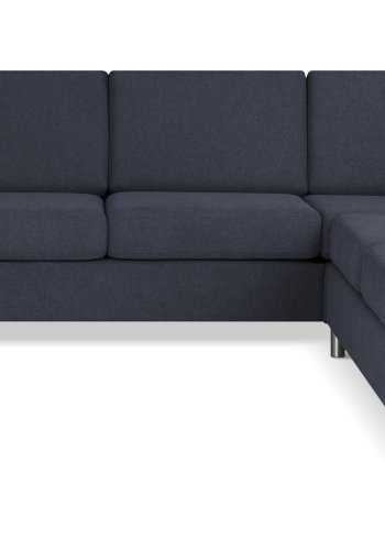 Pan set 6 U 2C3D sofa med chaiselong - bl polyester stof og brstet aluminium