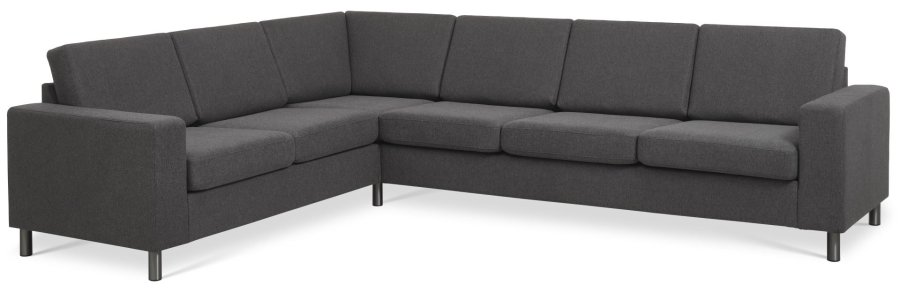 Pan set 7 corner hjrnesofa - antracitgr polyester stof og brstet aluminium