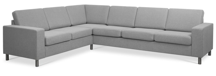 Pan set 7 corner hjrnesofa - gr polyester stof og brstet aluminium