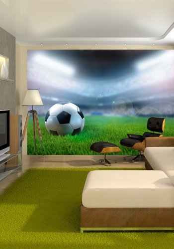 ARTGEIST Fototapet med motiv af fodboldstadion og fodbold p fodboldbane (flere strrelser)
