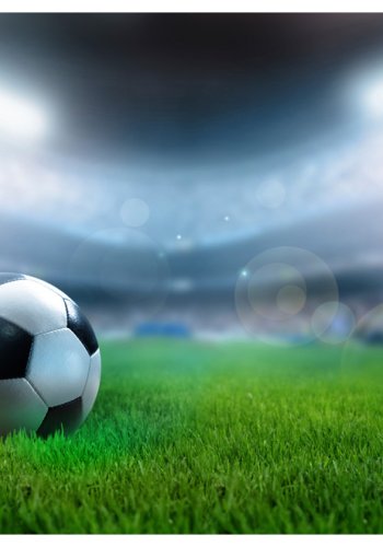 ARTGEIST Fototapet med motiv af fodboldstadion og fodbold p fodboldbane (flere strrelser)