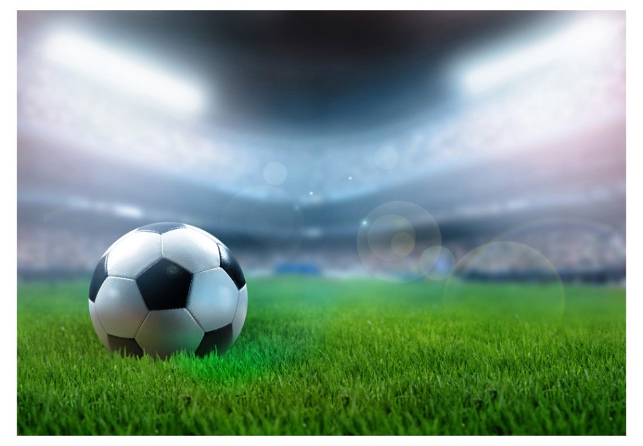 ARTGEIST Fototapet med motiv af fodboldstadion og fodbold p fodboldbane (flere strrelser)