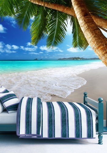 ARTGEIST Fototapet med motiv af palmestrand p tropisk  - palmer, sand, vand (flere strrelser)