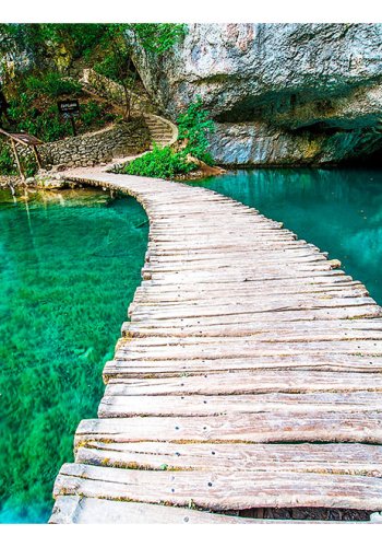 ARTGEIST Natur fototapet med motiv af naturomrde med bro over s i nationalpark (flere strrelser)