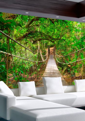 ARTGEIST Natur fototapet med motiv af hngebro i skov (flere strrelser)