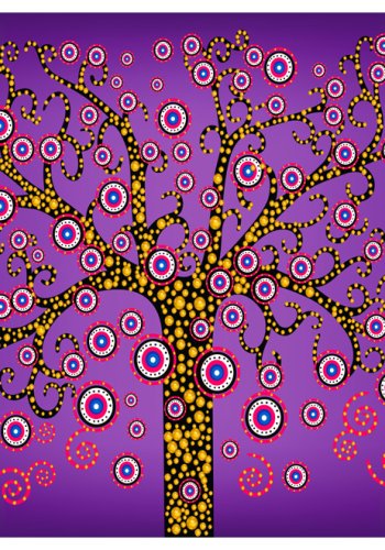 ARTGEIST Fototapet med illustration af tr i farverigt grafisk mnster (flere strrelser)