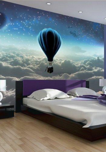 ARTGEIST Fototapet med motiv af luftballon og nattehimmel med stjerner (flere strrelser)