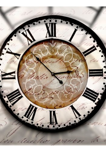 ARTGEIST Fototapet med motiv af ur med romertal p cremehvid baggrund (flere strrelser)