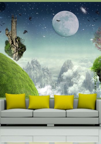 ARTGEIST Eventyrligt fototapet med trne i fantasifuldt landskab og stjernehimmel (flere strrelser)
