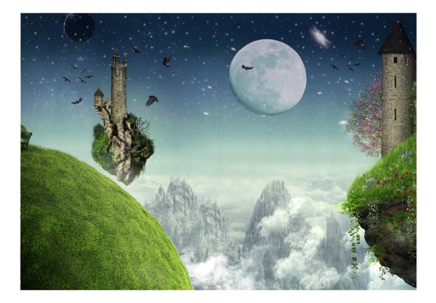 ARTGEIST Eventyrligt fototapet med trne i fantasifuldt landskab og stjernehimmel (flere strrelser)