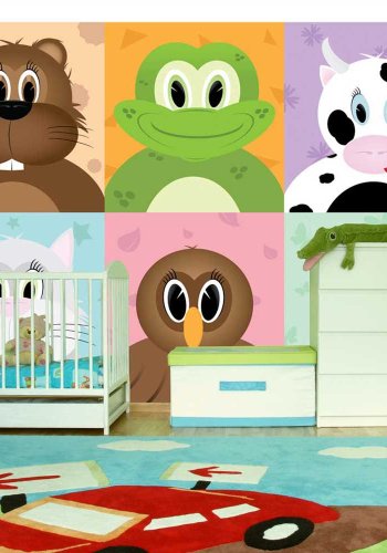 ARTGEIST Fototapet til brnevrelset med illustration af farverige dyr (flere strrelser)