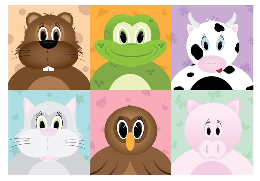 ARTGEIST Fototapet til brnevrelset med illustration af farverige dyr (flere strrelser)