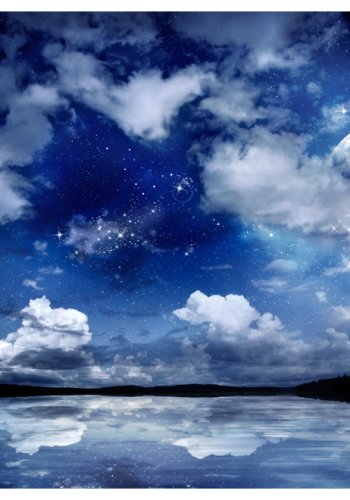 ARTGEIST Fototapet med motiv af magisk nattehimmel med skyer og mneskin i havet (flere strrelser)