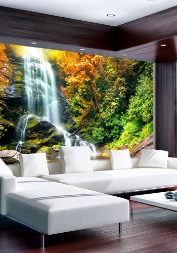 ARTGEIST Fototapet af idyllisk vandfald i 3D-effekt - Amazing wonder of nature (flere strrelser)