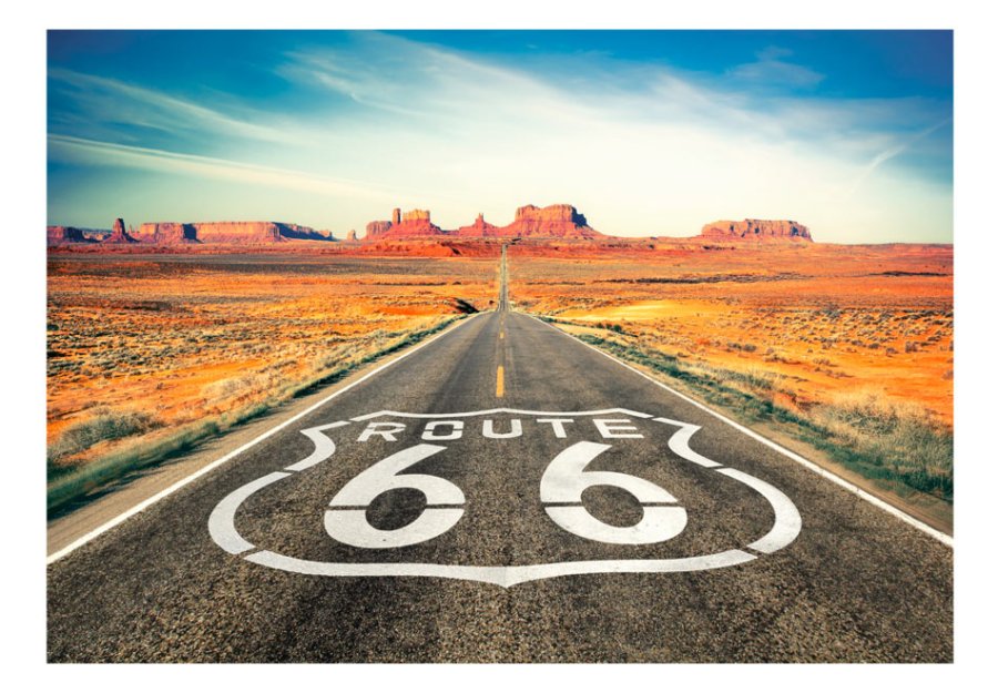 ARTGEIST Fototapet med motiv af Route 66 og udsigt til bjerge og rken (flere strrelser)