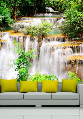 ARTGEIST Natur fototapet med motiv af stort vandfald i tropisk skov (flere strrelser)