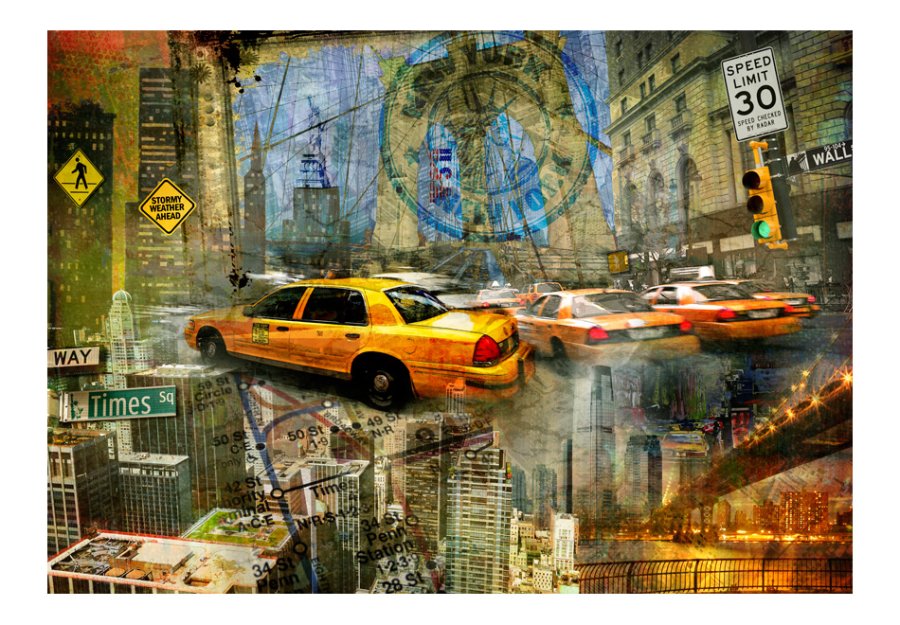 ARTGEIST Fototapet collage med motiv af New York byliv (flere strrelser)