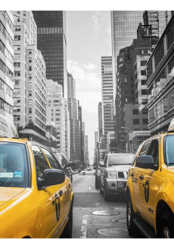 ARTGEIST Fototapet med motiv af New York taxi og byliv - sort-hvid og gul  (flere strrelser)