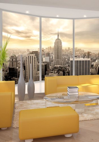 ARTGEIST Fototapet med motiv af solopgang og udsigt over New York City (flere strrelser)