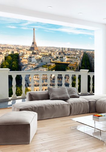 ARTGEIST Fototapet med motiv af altan med udsigt over Paris og Eiffeltrnet (flere strrelser)