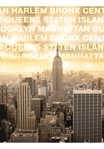 ARTGEIST Fototapet med udsigt over New York City og gul tekst (flere strrelser)