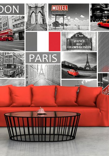 ARTGEIST Fototapet med verdens storbyer - London, Paris, Berlin, New York City (flere strrelser)