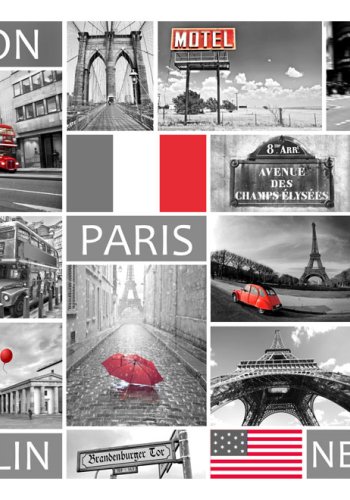 ARTGEIST Fototapet med verdens storbyer - London, Paris, Berlin, New York City (flere strrelser)