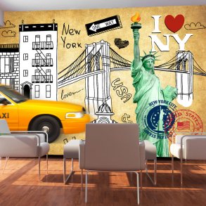 ARTGEIST Storby fototapet med New York City sketch street art (flere strrelser)