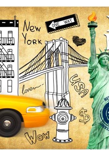 ARTGEIST Storby fototapet med New York City sketch street art (flere strrelser)