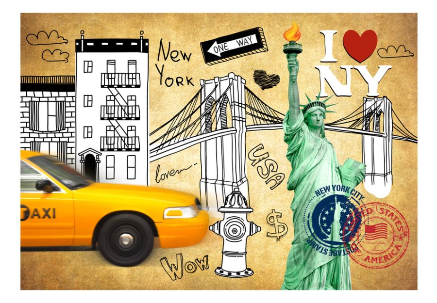 ARTGEIST Storby fototapet med New York City sketch street art (flere strrelser)