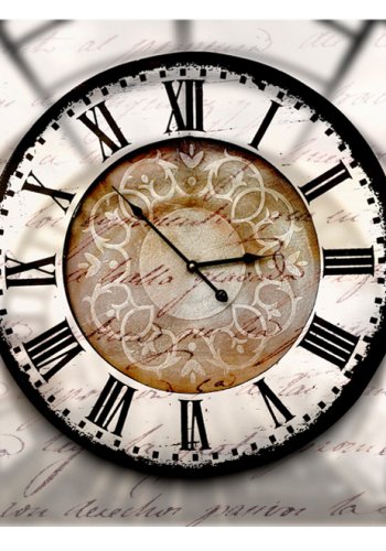 ARTGEIST Fototapet med vintage antik ur med romertal og tekst-baggrund (flere strrelser)