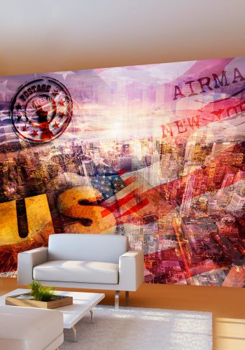 ARTGEIST Fototapet af New York og det amerikanske flag - patriotic theme (flere strrelse)