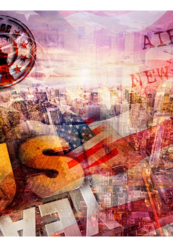 ARTGEIST Fototapet af New York og det amerikanske flag - patriotic theme (flere strrelse)