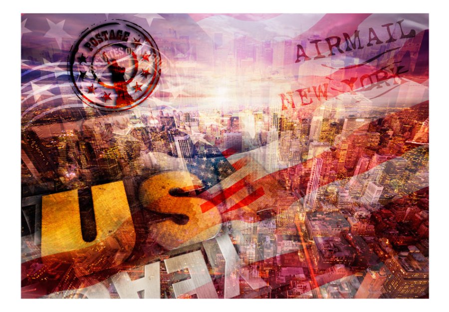 ARTGEIST Fototapet af New York og det amerikanske flag - patriotic theme (flere strrelse)